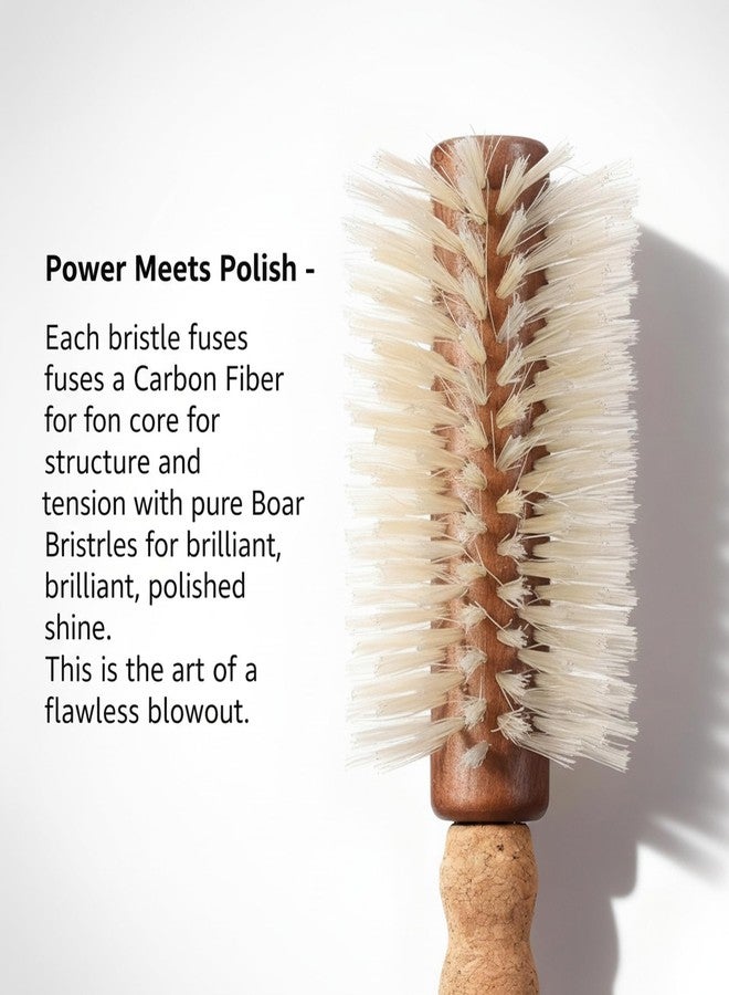 TRENFI Professional Boar Bristle Round Brush for Blow Drying | 2.75" Large Volume Barrel | Lightweight Cork Handle | Hybrid Bristles for Grip & Shine | Best for Fine, Thinning Hair Salon Blowout - Image 2